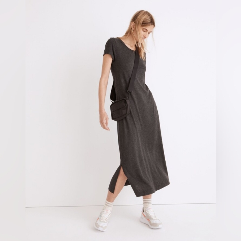 EUC Madewell Relaxed Midi Tee Dress- XXS, Dark Grey Melange